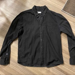 GAP Black Long Sleeve Stretch Button Down Large